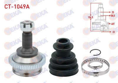 Veka CT-1049A CV Joint Left-Right Front Outer Peugeot 307 (3A / C) 1.4 with ABS 48 Outer 25X22x58 — Axles, CV Joints & Boots