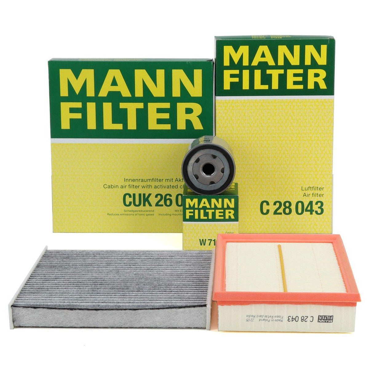 Mann Skoda Octavia 1.0 TSI Filter Care Kit - Oil, Air & Carbon Filters — Air & Cabin Filters