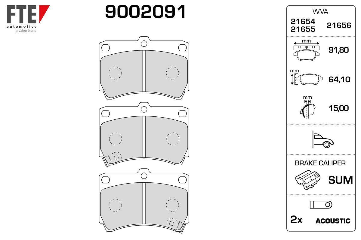 Fte 9002091 Front Brake Pad Mazda 323 B6 Body 1990 1996 Kia Rio 2000 2002 — Brake Pads