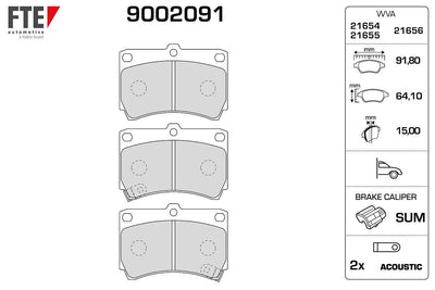 Fte 9002091 Front Brake Pad Mazda 323 B6 Body 1990 1996 Kia Rio 2000 2002