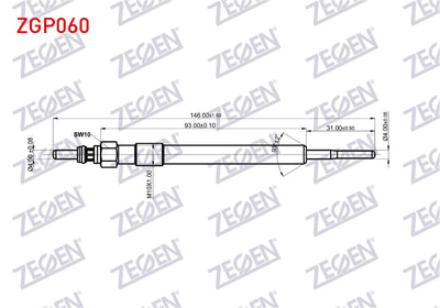 Zegen ZGP060 Glow Plug 4,4V Opel Astra J 1.6 CDTi 2009-2016 / Astra K 1.6 CDTi 2015-/ Insignia A 1.6 CDTi 200 — Coils & Plugs