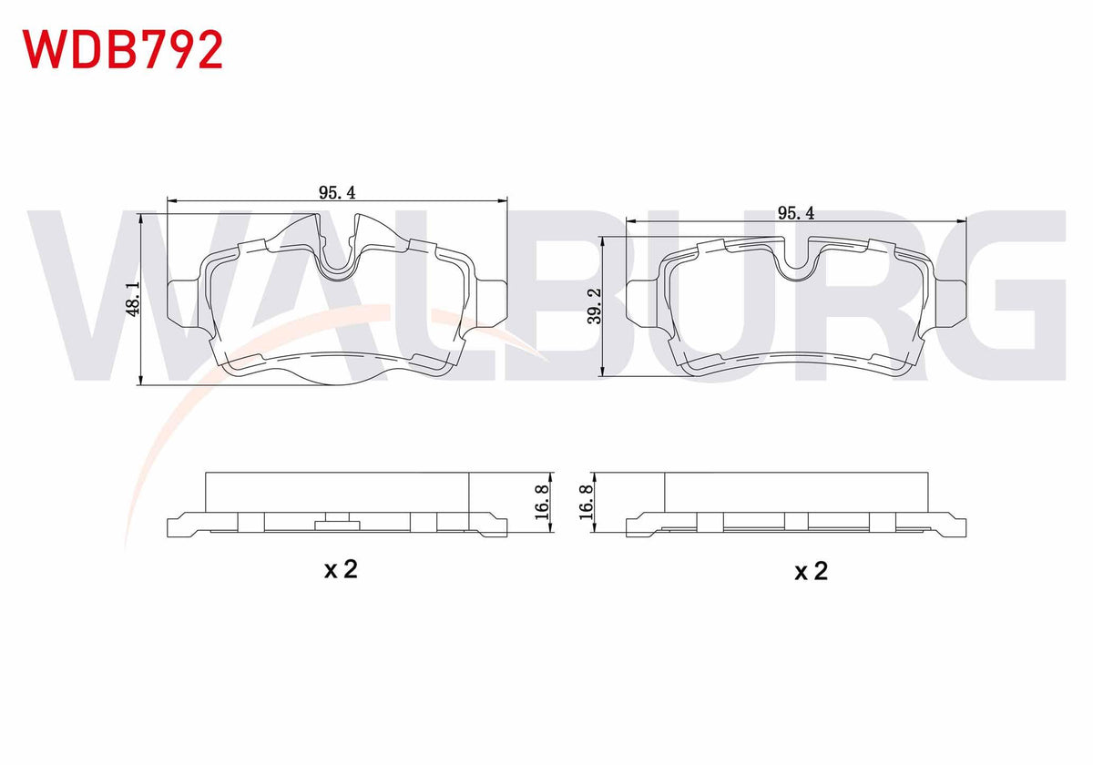 WALBURG WDB792 Brake Pad Rear Mini Clubman (R55) 1.6 D 2007 — Brake Pads