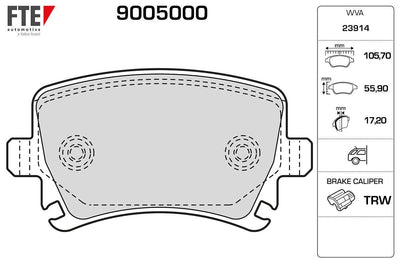 Fte 9005000 Rear Brake Pad. Caddy-Golf-Jetta-Passat-Touran-A3-A4-A6 — Brake Pads