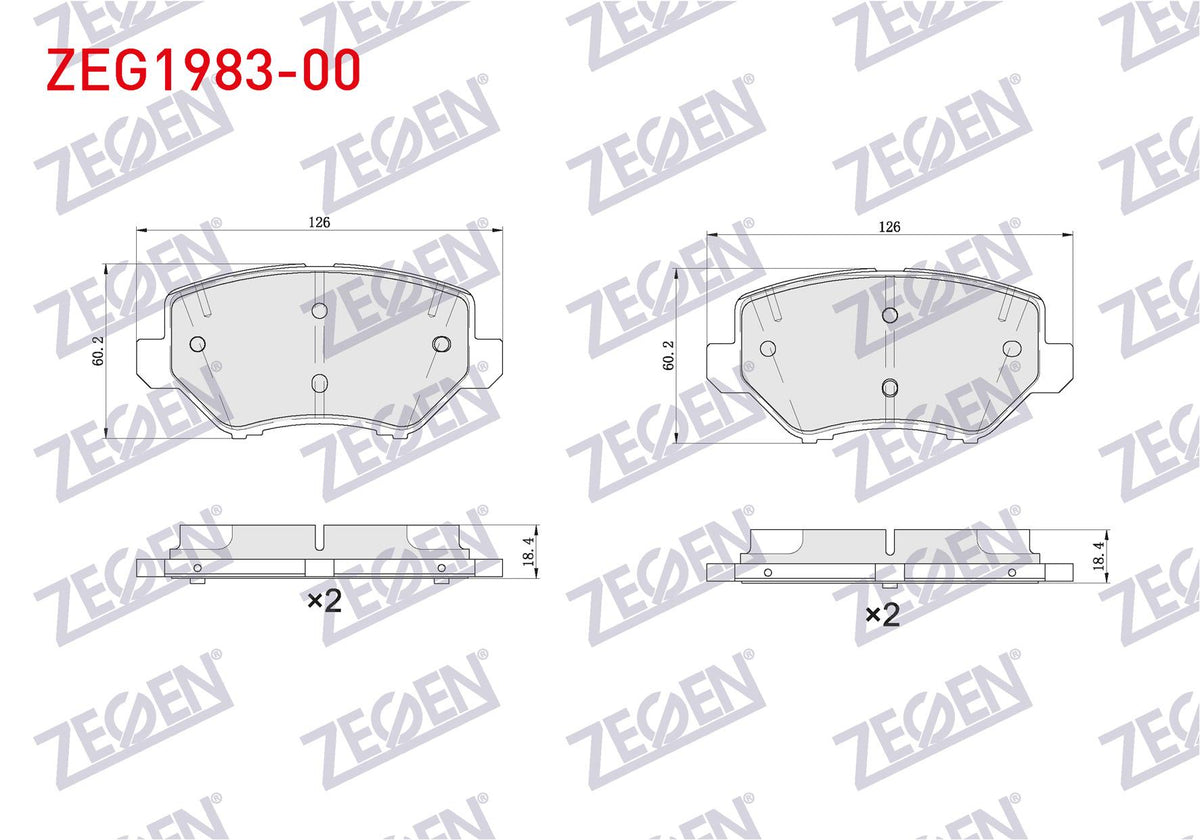 Zegen ZEG1983-00 Brake Pad Front Opel Corsa F 2019-/ Crossland X / Citroen C3 2024-/ Ds 3 / Peugeot 2008 II 2019 — Brake Pads