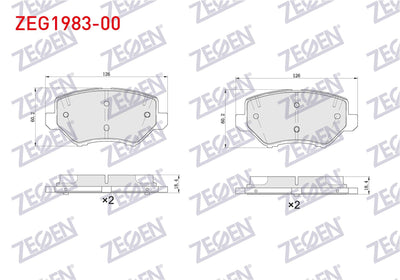 Zegen ZEG1983-00 Brake Pad Front Opel Corsa F 2019-/ Crossland X / Citroen C3 2024-/ Ds 3 / Peugeot 2008 II 2019 — Brake Pads