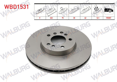 WALBURG WBD1531 Brake Disc Front Air BMW X3 (E83) 3.0 D 5 Bjn 332X30x75x62 2004-2010 — Brake Rotors & Drums