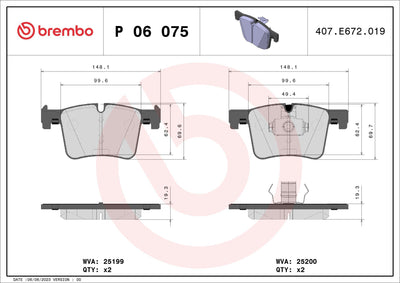 Brembo P 06 075 Front Brake Pad BMW F20/F22/F25/F30/F32/F33/F34/F36 — Brake Pads