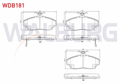 WALBURG WDB181 Brake Pad Front with Wear Indicator Honda Euro Civic 1991-2005 / Rover 214 1995-2000 / 416 1995-2 — Brake Pads
