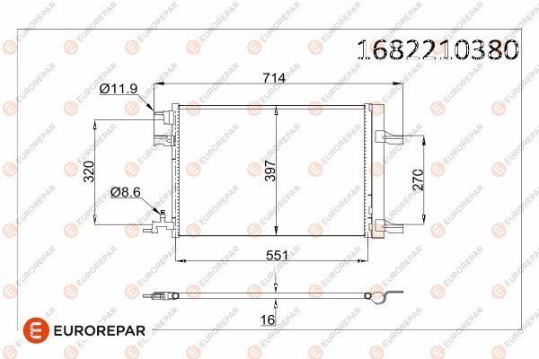 Eurorepar 1682210380 Erp A/C Condenser Astra J Cruze 1.4 1.6 09-A14net A16net A16let A16xer A14nel — Condensers & Evaporators