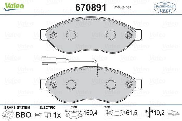 VALEO 670891 Front Brake Pads