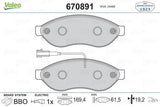 VALEO 670891 Front Brake Pads