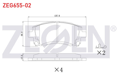 Zegen ZEG655-02 Brake Pad Front Subaru Forester (Sf) 1995-2002 / Impreza 1992-2000 / Impreza 2000-2007 / Legacy — Brake Pads