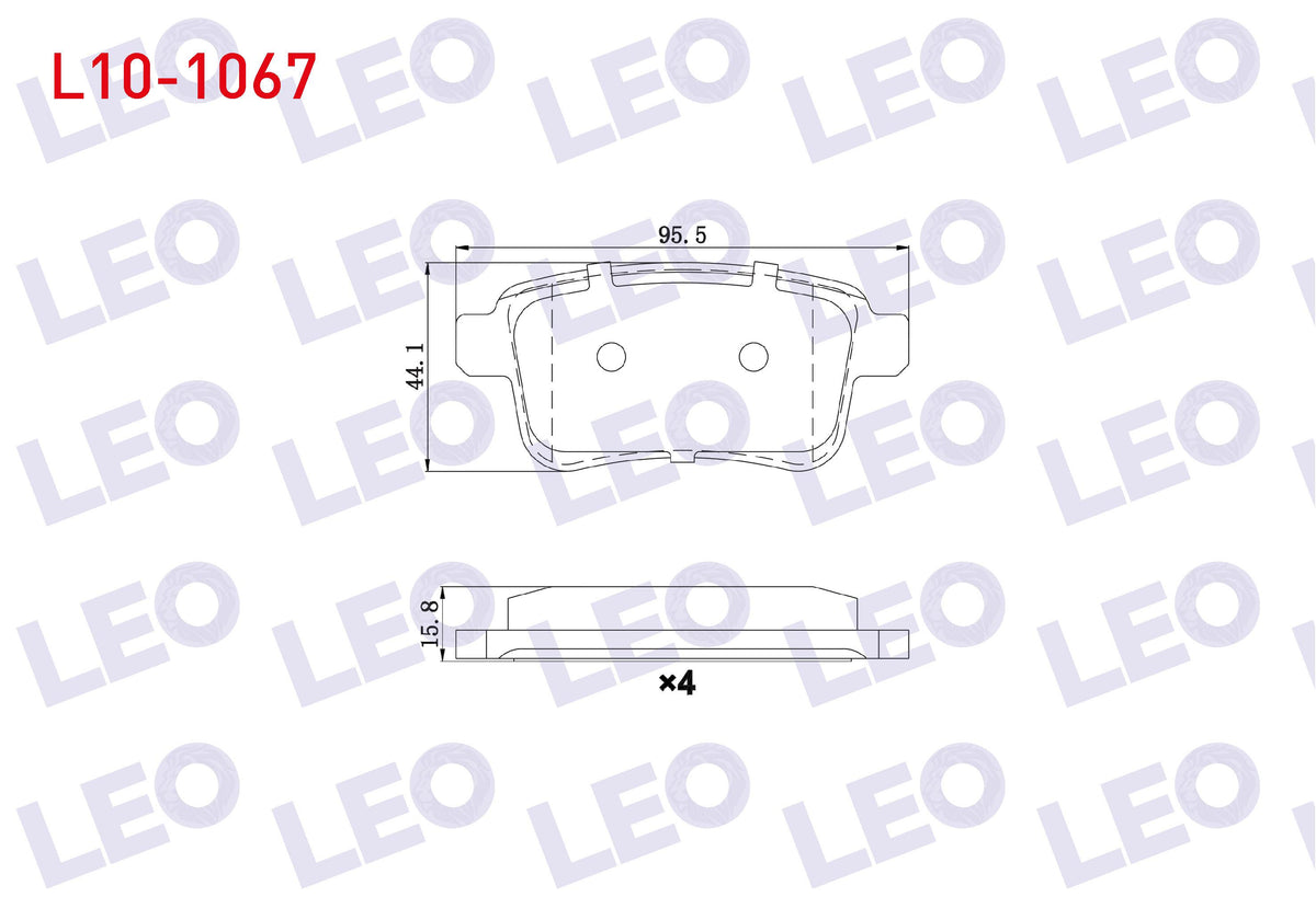 LEO L10-1067 Brake Pad Rear Renault Kangoo (Kw0 / 1) 1.5 dCi 2008 — Brake Pads