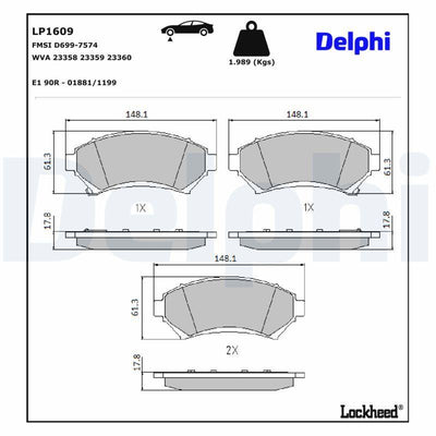 Delphi LP1609 Brake Pad — Brake Pads