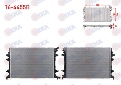 Veka 16-4455B Radiator VW Passat Caddy IV 2.0 TDI — Radiators & Fans