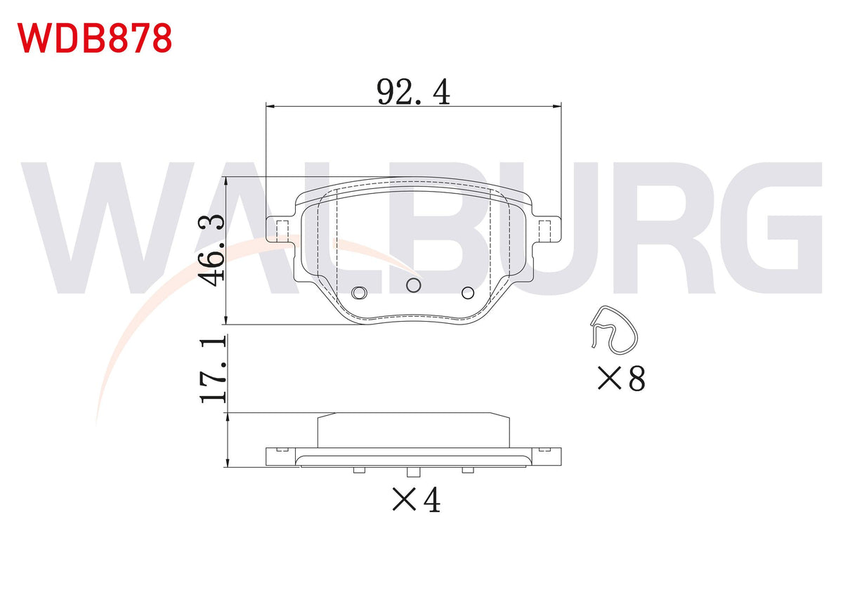 WALBURG WDB878 Brake Pad Rear Peugeot 208 II-2008 II 1.2 Puretech-1.5 BlueHDi 2019-/ Opel Corsa F 1.2-1.5 D 2019 — Brake Pads
