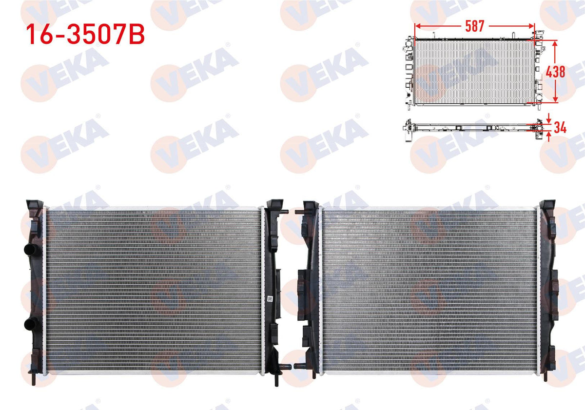 Veka 16-3507B Water Radiator Brazing Renault Megane II 1.5 dCi M-T 2002-2009 — Radiators & Fans