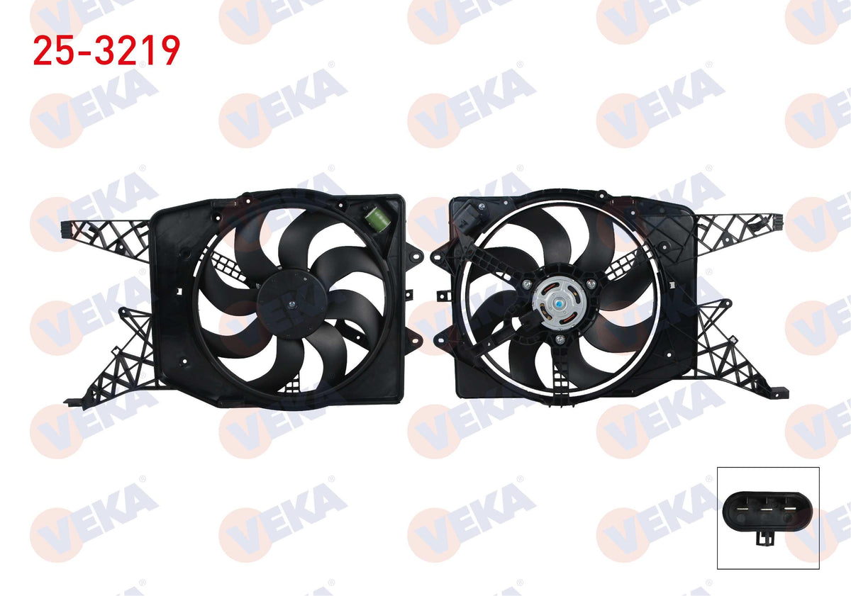 Veka 25-3219 Fan Motor (Su + A/C) with Shroud Heated Single Fan Opel Corsa D 1.3 CDTi 2006-2014 — Motors, Pumps & Antennas