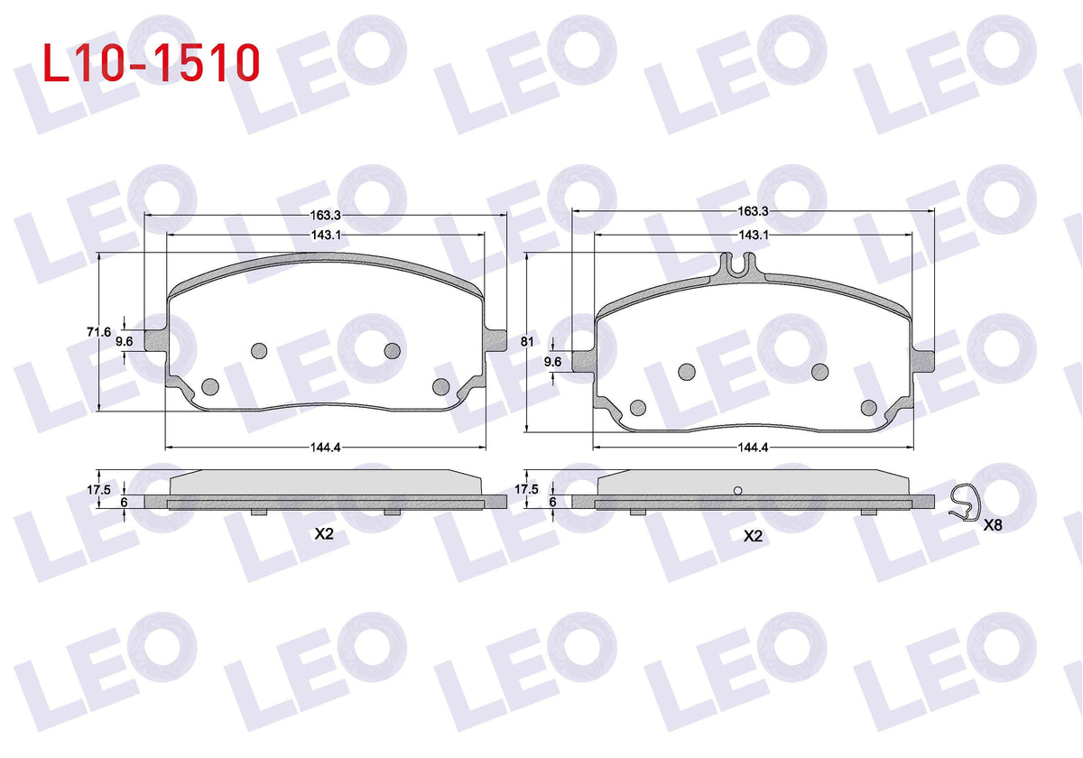 LEO L10-1510 Brake Pad Front with Wear Indicator Mercedes A Series (W177) 2018-/ CLA (C118) 2019 — Brake Pads