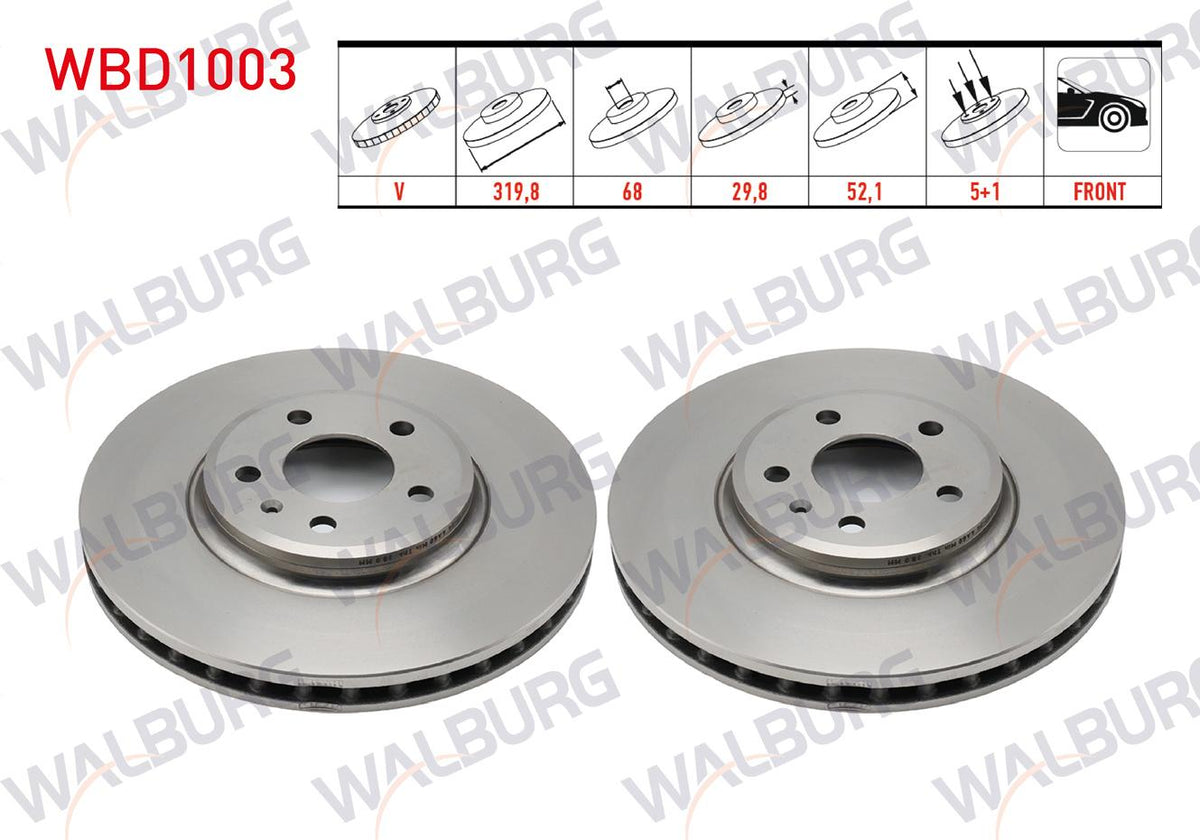 WALBURG WBD1003 Brake Disc Front Air 5 Bjn 319, 8X29 and 3 more models — Brake Rotors & Drums
