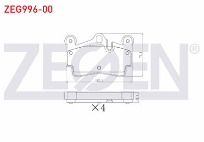 Zegen ZEG996-00 Brake Pad Rear Volkswagen Touareg (7La,7L6,7L7) 6.0i W12 17-18 Rim 2002-2010