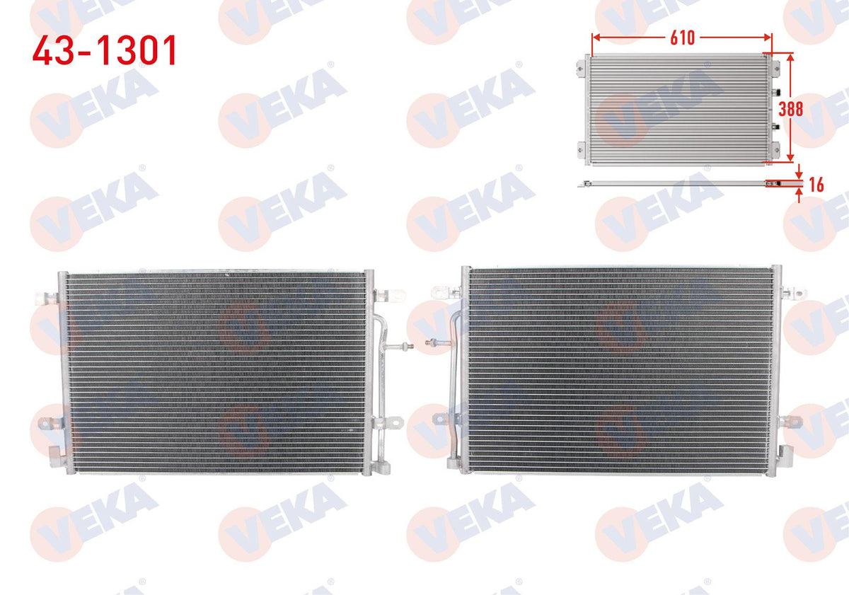 Veka 43-1301 A/C Condenser Audi A4 (8Ec,B7) 2.7 TDI 2004-2008 — Condensers & Evaporators