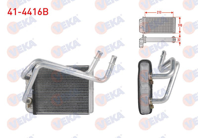 Veka 41-4416B Heater Core Brazing Volkswagen Transporter V 1.9 TDI-2.0 TDI 2003-2011 / Transporter VI 2.0 TDI 2015