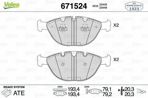 VALEO 671524 Front Brake Pads Set for 05-5S-E60 7S-E65