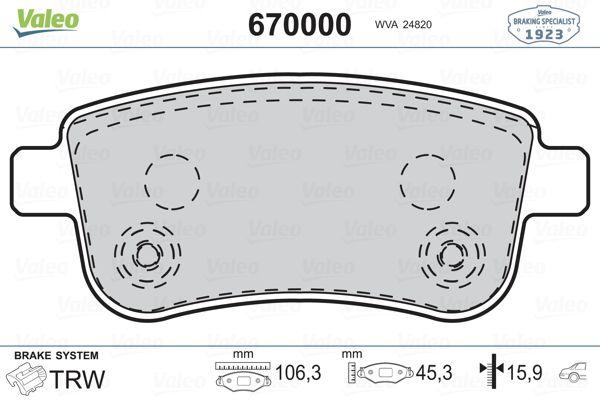 Valeo 670000 Brake Pad Rear 09-Fluence-Megane.3 Otm. El Brake Sıstemlı — Brake Pads