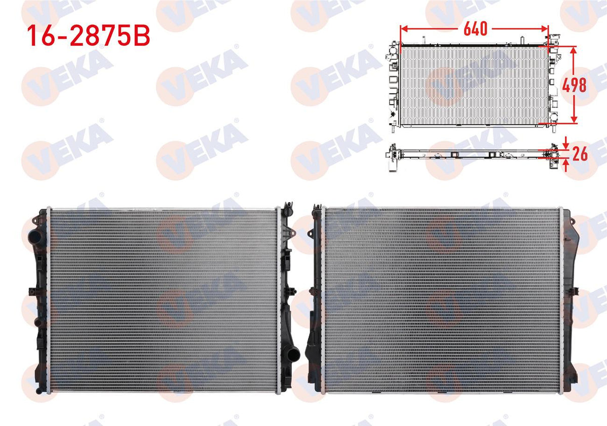 Veka 16-2875B Water Radiator Brazing Mercedes (W213, W222 and 4 more models — Radiators & Fans