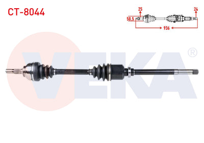 Veka CT-8044 Complete Axle Right Front Citroen C5 II (Rc) 1.6 HDi M-T Length 936mm 2004-2008 — Axles, CV Joints & Boots