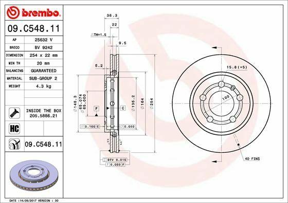 Brembo 09.C548.11 Brake Discs - Coated for VW Polo (2013 and Up) — Brake Rotors & Drums