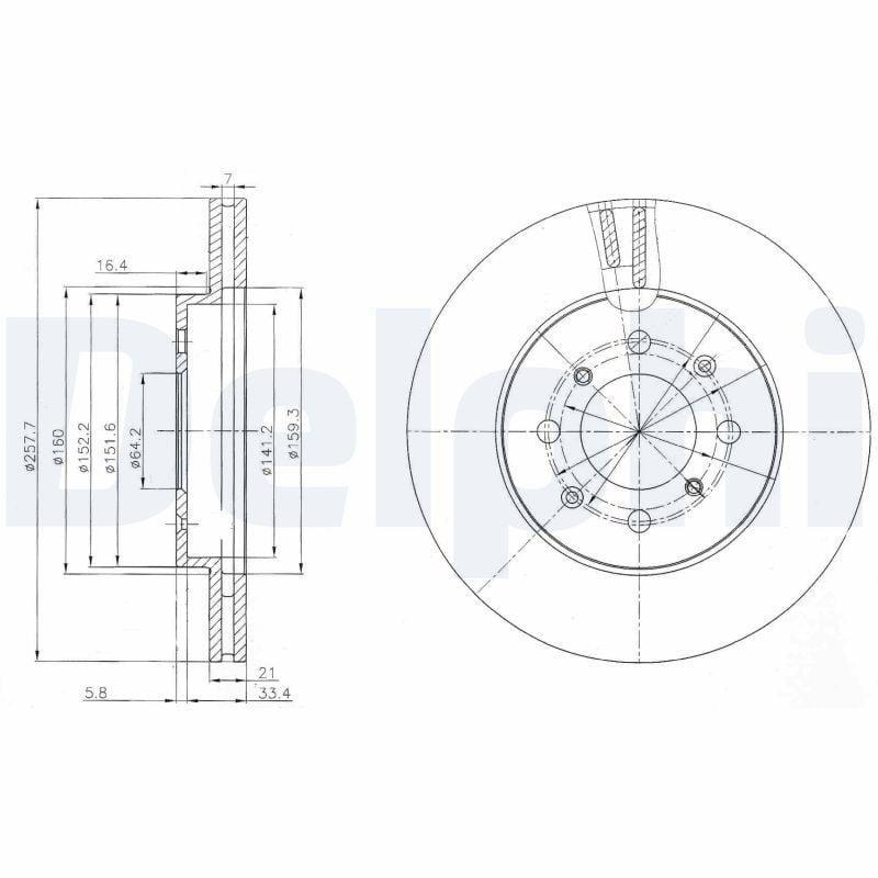 Delphi BG4148C Disc Brake - Ventilated, Coated, for Jazz City 1.2-1.4 — Brake Rotors & Drums