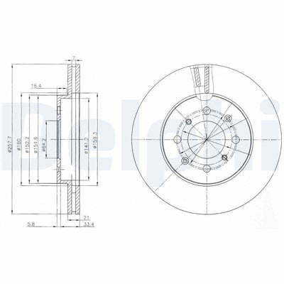 Delphi BG4148C Disc Brake - Ventilated, Coated, for Jazz City 1.2-1.4 — Brake Rotors & Drums