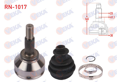 Veka RN-1017 CV Joint Left Front Outer Length 145mm Dacia Logan (Ls) 1.5 dCi 2004-2012 — Axles, CV Joints & Boots