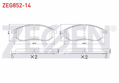 Zegen ZEG852-14 Brake Pad Front Nissan Pathfinder (R51) 2.5 dCi 4Wd 2005-/ Murano (Z50) 3.5i V6 2005-2008 / Rena — Brake Pads