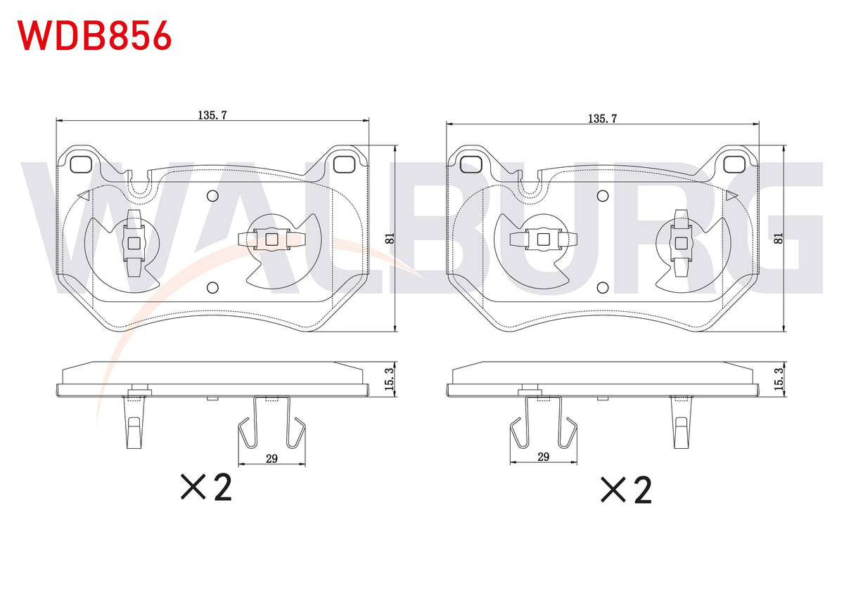 WALBURG WDB856 Brake Pad Front Audi Q5 (Fyb) 2.0 TDI-2.0 TFSI Quattro 2016 — Brake Pads