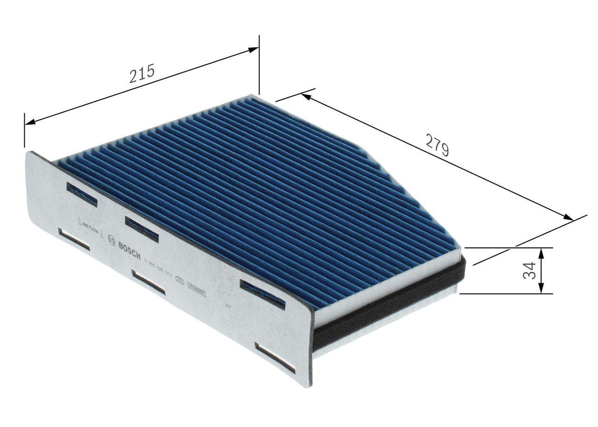 Bosch 0986628615 Cabin Air Filter-Anti Alerjen VW Caddy 04-Golf 04-13-Passat 06 / Audi A3 04-13 / Seat — Air & Cabin Filters