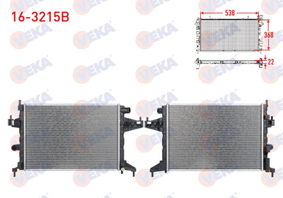 Veka 16-3215B Water Radiator Brazing Opel Corsa C 1.4 M-T 2000-2006 — Radiators & Fans