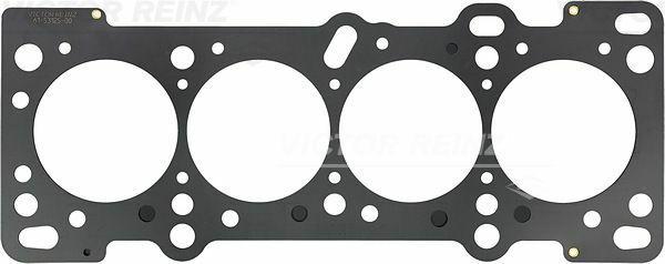 victor reinz cylinder head gasket for mazda 323, close-up of victor reinz 61-53125-00 gasket Victor Reinz Cylinder Head Gasket for Mazda 323 1995-1998 | 1.8L 16V Victor Reinz Cylinder Head Gasket for Mazda 323 1.8L victor-reinz, mazda-323, cylinder-head-gasket, auto-parts, engine-maintenance, mechanics, car-owners, gasket, car-repair, ai-generated