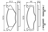 BOSCH 0986468871 Brake Pads for Golf I & II - Low-Metallic Material