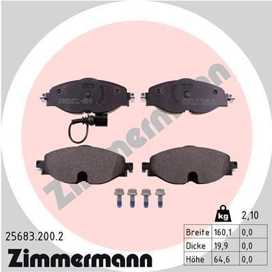 Zimmermann 25683.200.2 Brake Pad Front Volkswagen Golf 7, Audi A3, Leon Octavia 12 > — Brake Pads