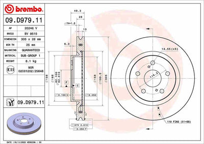 Brembo 09.D979.11 Brake Disc Camry / Rav4 17-19 Front — Brake Rotors & Drums