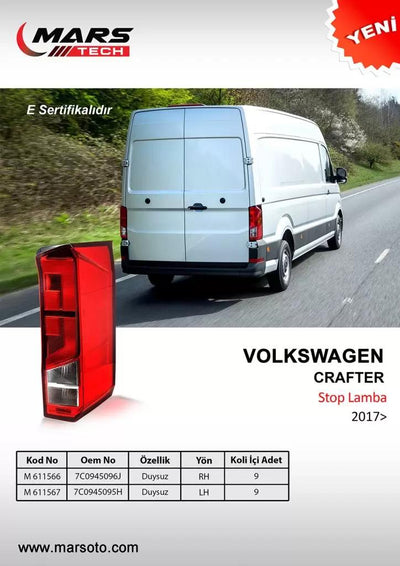 Mars 611566 Tail Lamp Right without Socket Volkswagen Crafter 17> MAN TGE 18>