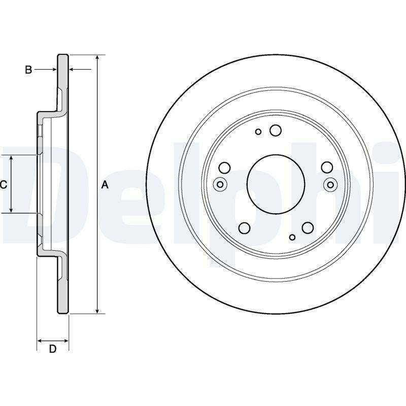 Delphi BG4773C Rear Brake Disc - Brake Disc for Honda Civic 2012 — Brake Rotors & Drums