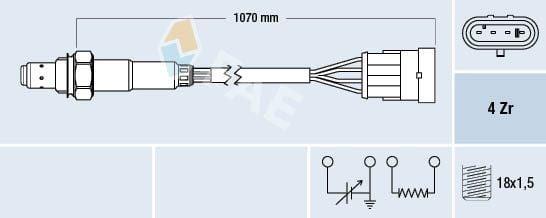 FAE Lambda Sensor 77161 for Tempra-Tipo Models - Universal Fit — Oxygen & Air-Fuel
