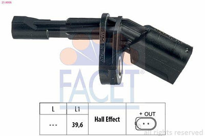 FACET ABS Sensor Rear Right - Compatible with Golf V, Octavia II, Passat & Touran — Brake Sensors & ABS