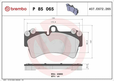 BREMBO P85065 Brake Pads - VW Touareg Q7 Cayenne 18