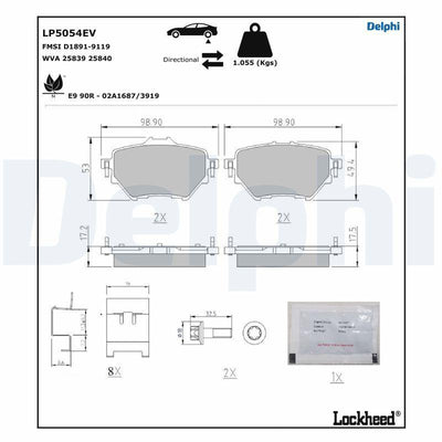 Delphi LP5054EV Brake Pad (Electric) — Brake Pads