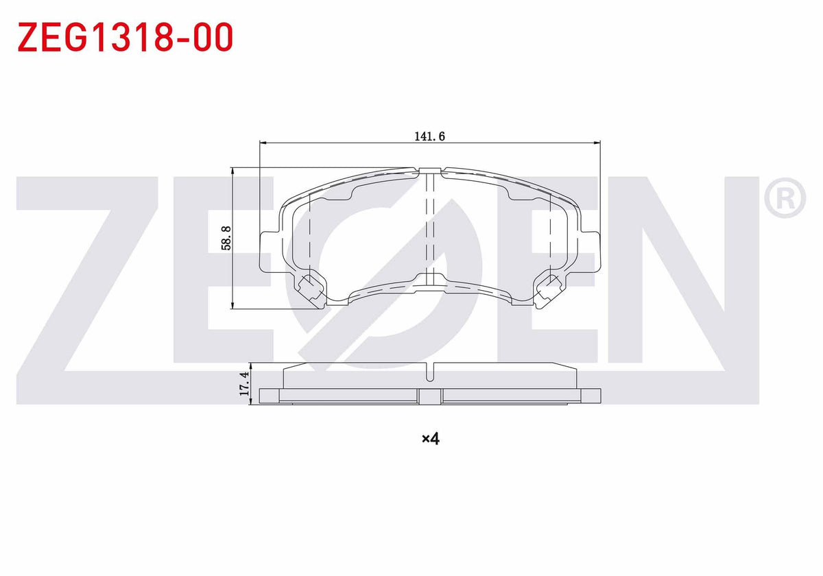 Zegen ZEG1318-00 Brake Pad Front Nissan Qashqai (J10) 1.5 dCi 2007-2014 / X-Trail (T31) 2.0 dCi 2007-2013 / X-Tr — Brake Pads